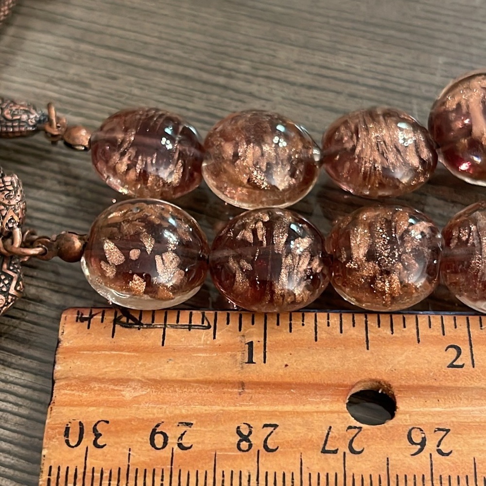 Coldwater Creek Copper Colored Murano Glass Beads & Antique Copper Chain - Picture 13 of 16